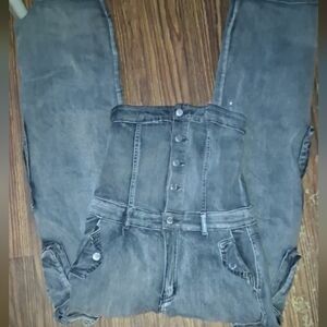 Womens Grey Jean Jumpsuit